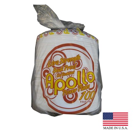 Ecopax AP9100 PEC 9 in. 1 Compartment Apollo Foam Retail Plate, White AP9100  (PEC)